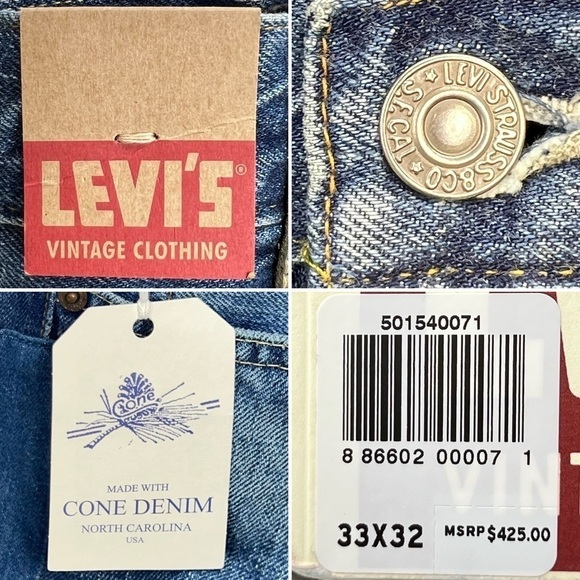 Levi’s 501z Jeans 1954 Vintage Clothing Selvedge Jeans Est. Size 28/6* New NWT - Picture 9 of 15
